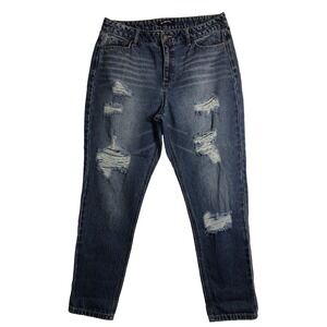 Blue Spice Jeans Juniors Size 15 Denim Blue Straight Mid Rise Distressed Women's